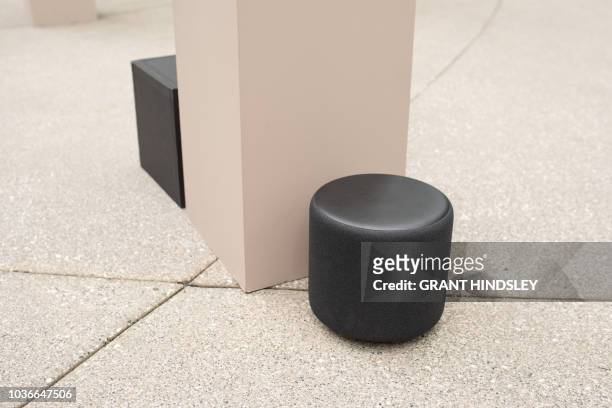 Amazon's new Echo Sub is demonstrated during a launch event at The Spheres in Seattle on September 20, 2018. - Amazon weaves its Alexa digital...