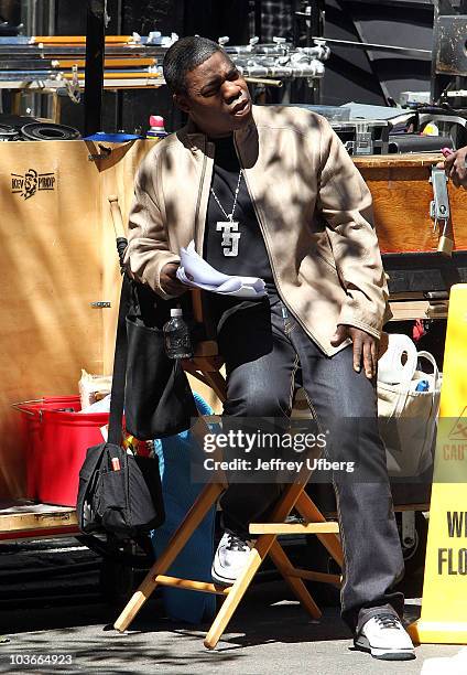 Actor Tracy Morgan on location for "30 Rock" on the streets of Manhattan on August 27, 2010 in New York City.