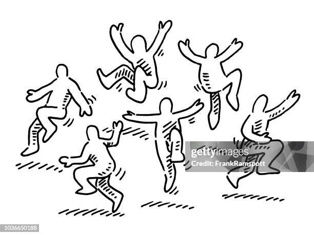 ilustrações de stock, clip art, desenhos animados e ícones de happy dancing human figures drawing - alegria