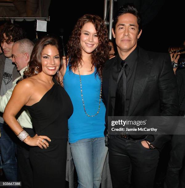 Rock & Republic Designers Andrea Bernholtz and Michael Ball with Joss Stone attend The Rock & Republic fall 2008 during Mercedes-Benz Fashion Week at...