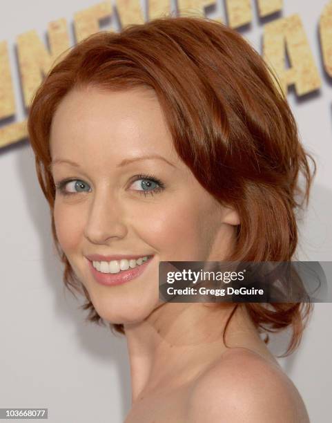 Actress Lindy Booth arrives at the "Never Back Down" premiere at the Cinerama Dome on March 4, 2008 in Hollywood, California.