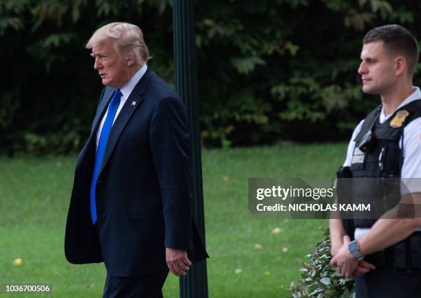 President Donald Trump walks to board Marine One September 20, 2018 at the White House in Washington, DC, as he departs for Las Vegas.