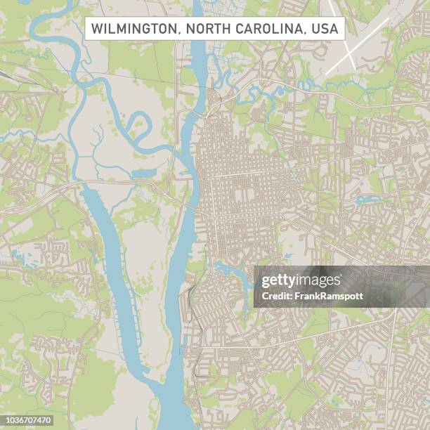 stockillustraties, clipart, cartoons en iconen met wilmington north carolina vs straat kaart - wilmington north carolina