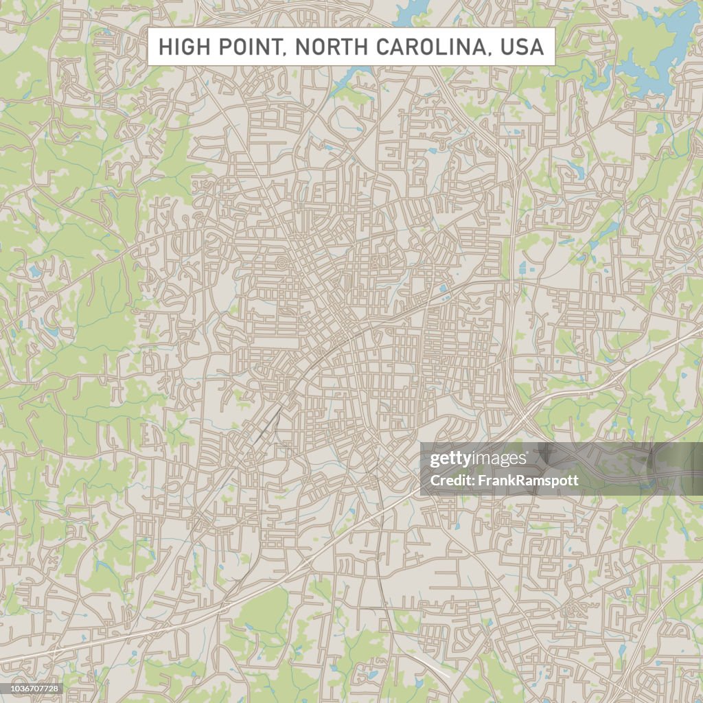 High Point North Carolina US City Street Map