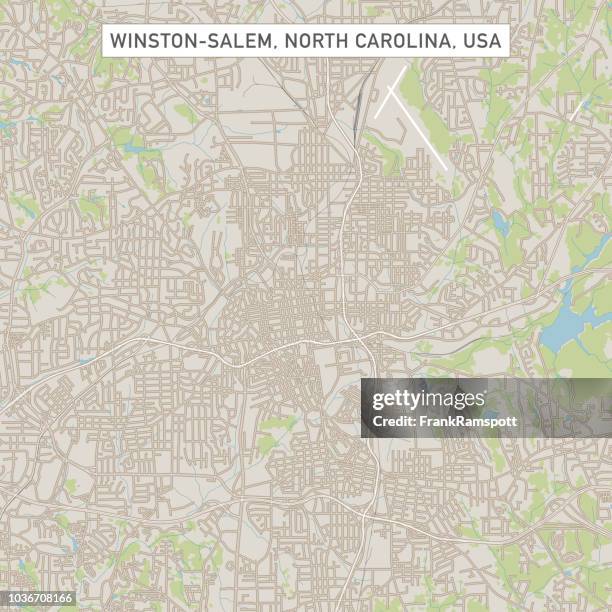 stockillustraties, clipart, cartoons en iconen met winston-salem north carolina vs straat kaart - winston salem