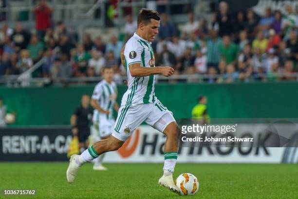 Thomas Murg of Rapid controls the ball during the during the UEFA Europa League match between Rapid Wien and Spartak Moscow at Allianz Arena on...