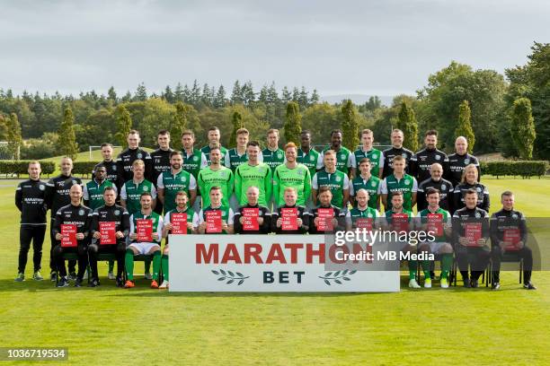 Hibernian FC Head shots Season 2018/19 Back: Calvin Charlton, Rory Monks, Tommy Scanlon, Mark Milligan, Flo Kamberi, Vykintas Slivka, Steven...