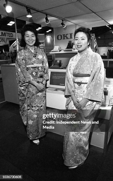 Sayuri Nakono and Noriko Wakiyama from Tokyo, Japan on the Technitron stand at the Computex exhibition at Simmonscourt RDS, . .