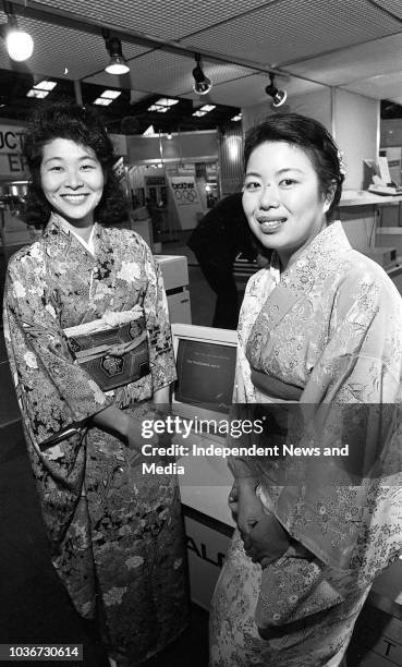 Sayuri Nakono and Noriko Wakiyama from Tokyo, Japan on the Technitron stand at the Computex exhibition at Simmonscourt RDS, . .