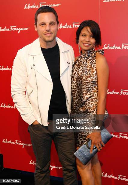 Actor Justin Chambers and wife Keisha Chambers attend the Ferragamo event with Debi Mazar and Adrian Grenier to benefit the L'Aquila earthquake...