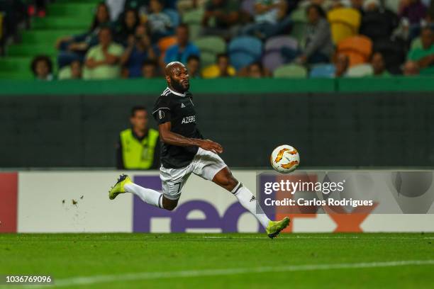 Innocent Emeghara of Qarabag FK during the UEFA Europa League Group E match between Sporting CP and Qarabag FK at Estadio Jose Alvalade on September...