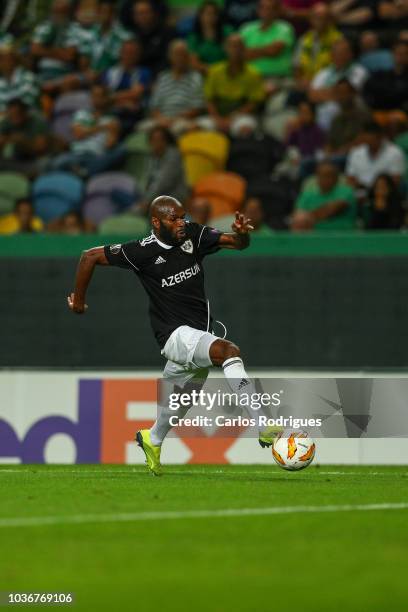 Innocent Emeghara of Qarabag FK during the UEFA Europa League Group E match between Sporting CP and Qarabag FK at Estadio Jose Alvalade on September...