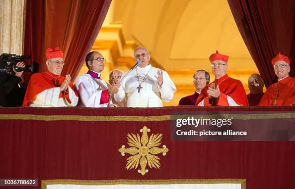 Cardinal Bergoglio The Newly Elected Pope Pope Francis I Greets Cardinal Bergoglio The Newly Elected Pope Pope Francis I Greets