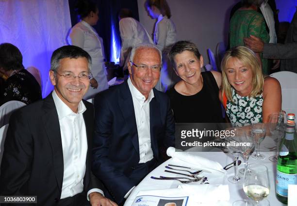 Herbert Hainer, CEO of Adidas AG , football legend Franz Beckenbauer, Angelika Hainer and Heidrun Beckenbauer at the gala that is being held as part...