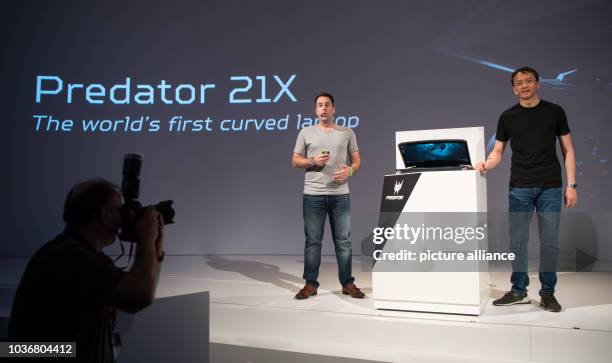 Of Acer, Jason Chen , presents the new Acer Predator 21x, the first Gaming laptop with a curved screen, on the first press day in the run-up to the...