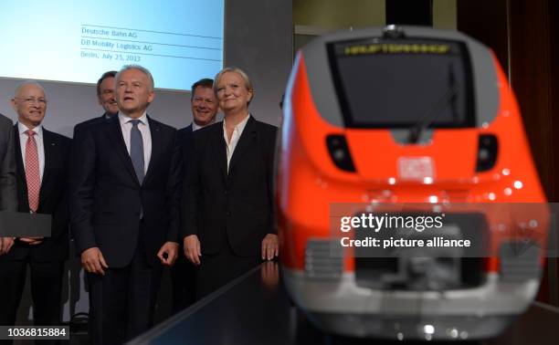 Chairman of German Railway company Deutsche Bahn Ruediger Grube poses with the members of the management board Karl-Friedrich Rausch, Volker Kefer,...