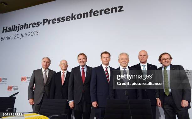 Chairman of German Railway company Deutsche Bahn Ruediger Grube poses with the members of the management board Gerd Becht , Karl-Friedrich Rausch,...