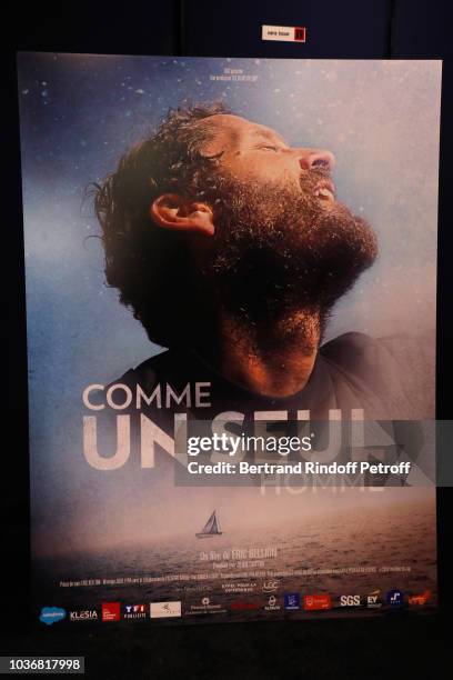 Illustration view of the poster during the "Comme un seul Homme - As a lonely Man" Documentary Film Premiere at Cinema UGC Normandie on September 20,...