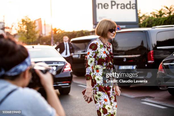 Anna Wintour is seen in the streets of Milano after the Prada show during Milan Fashion Week Spring/Summer 2019 on September 20, 2018 in Milan, Italy.