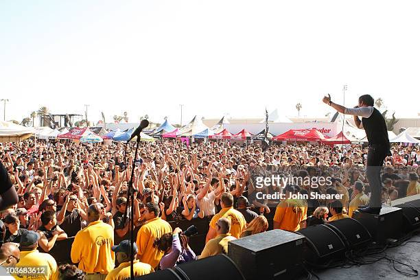 Cory Brandan Putman of Norma Jean performs at the Van's Warped Tour at Seaside Park on June 22, 2008 in Ventura, California.