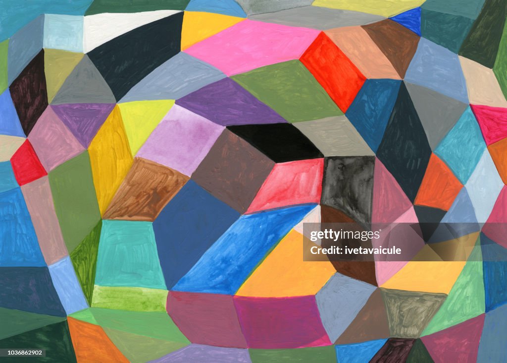 Painted colourful geometric shapes background pattern