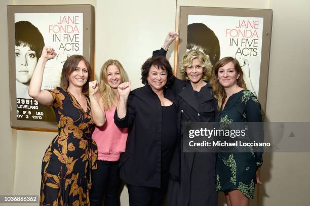 Documentary Films EVP co-head Lisa Heller, producer Jessica Levin, director Susan Lacy, Jane Fonda, and producer Emma Pildes attend the New York...