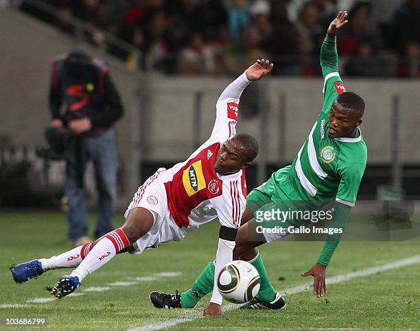 Thulani Serero from Ajax CT and Angelo Kerspuy from Bloemfontein Celtic in action during the Absa Premiership match between Ajax Cape Town and...