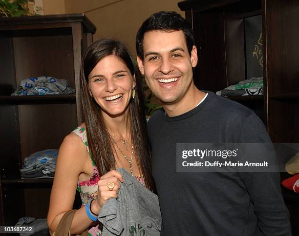 Actors Lindsey Kraft and Andrew Leeds pose at Retro Sport booth during Kari Feinstein Primetime Emmy Awards Style Lounge Day 2 held at Montage...