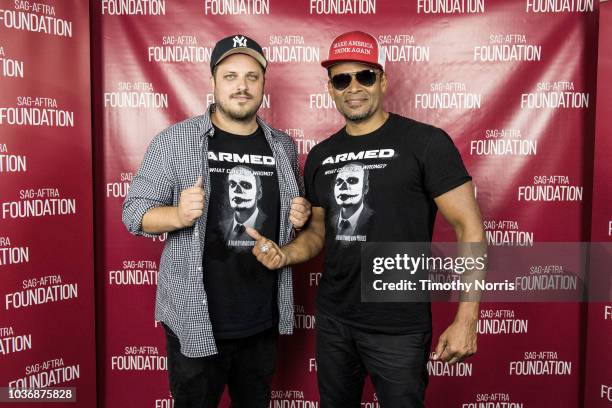 Justin Nesbitt and Mario Van Peebles attend a screening of "Armed" at SAG-AFTRA Foundation Screening Room on September 20, 2018 in Los Angeles,...