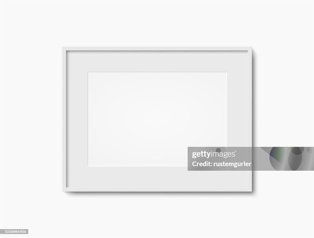 Blank white photo frame