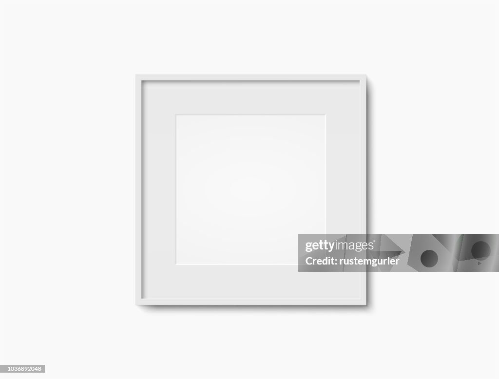 Blank white photo frame