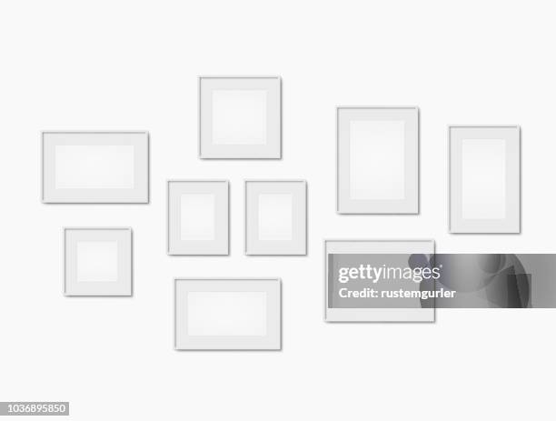 blank art frame set - empty art studio stock illustrations