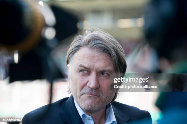 Hamburg's head coach Dietmar Beiersdorfer during the DFB Cup first round match between FC Energie Cottbus and Hamburg SV at the Stadion der...