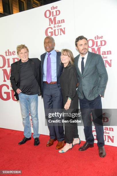 Cast members Robert Redford, Danny Glover, Sissy Spacek and Casey Affleck attend "The Old Man & The Gun" New York Premiere at Paris Theatre on...