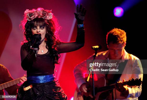 German punk rock singer Nina Hagen performs at The Dome 55 on August 27, 2010 in Hannover, Germany.