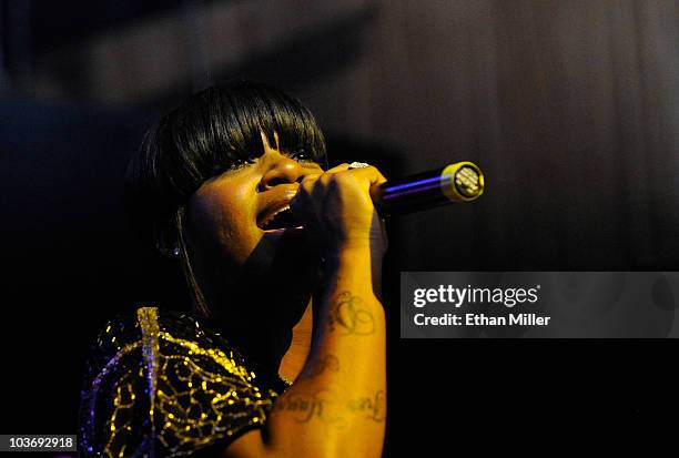 Singer Fantasia Barrino performs during the official release party for her new album, "Back to Me" at the Rain Nightclub inside the Palms Casino...