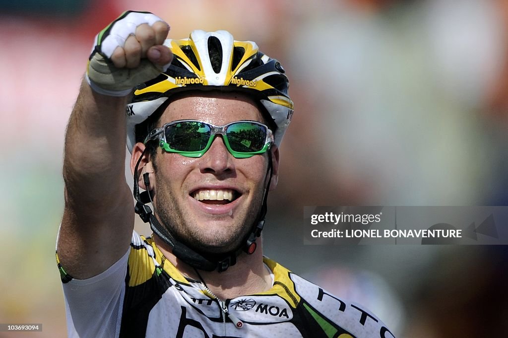 Brtitain's  Mark Cavendish celebrates on
