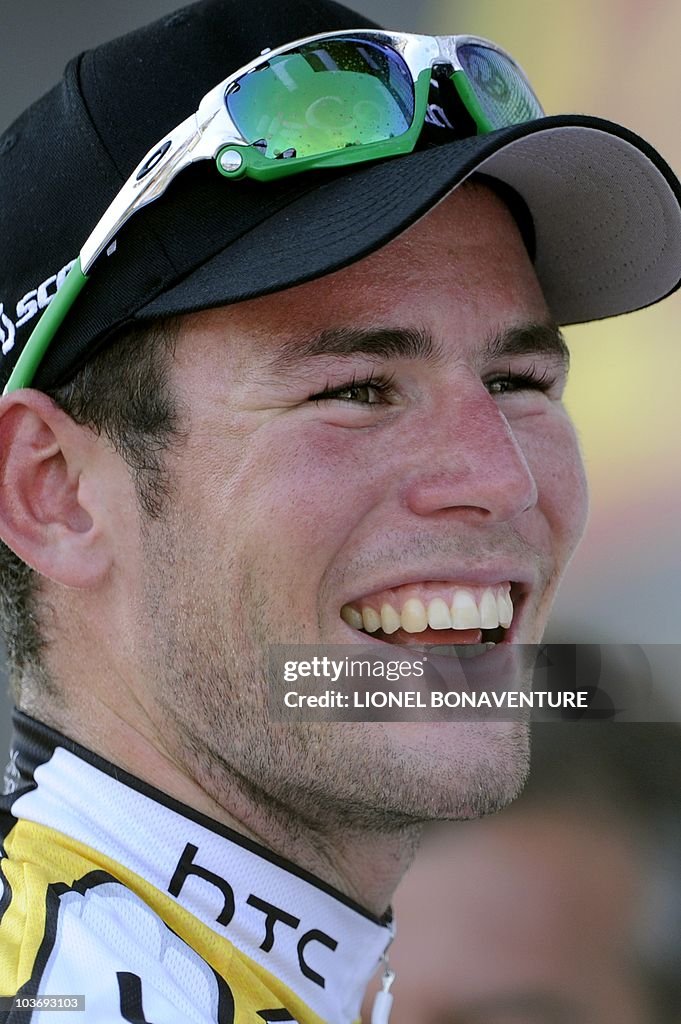 Britain's Mark Cavendish celebrates on t