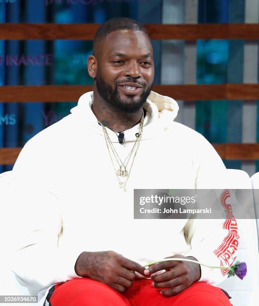 The Imagination Agency Martellus Bennett speaks during the 2018 Yahoo Finance All Markets Summit at The Times Center on September 20, 2018 in New...