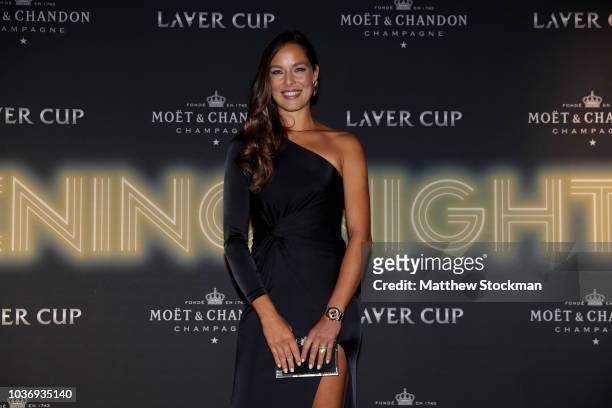 Former tennis player Ana Ivanovic of Serbia arrives on the Black Carpet during the Laver Cup Gala at the Navy Pier Ballroom on September 20, 2018 in...