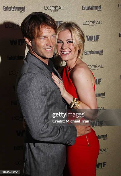 Anna Paquin and Stephen Moyer arrive at the Entertainment Weekly and Women In Film pre-EMMY party held at The Sunset Marquis Hotel on August 27, 2010...