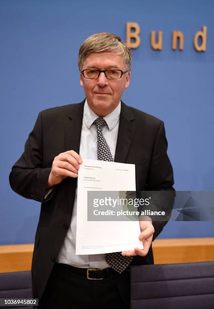 Hans-Peter Bartels, the military commissioner to the parliament presents his annual report at the federal press conference in Berlin, Germany, 24...