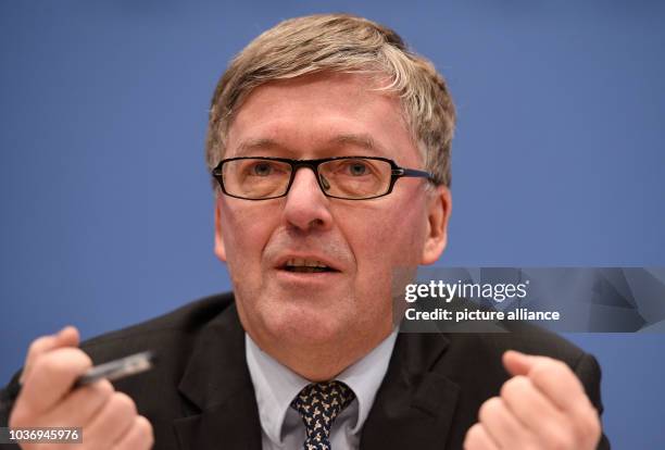 Hans-Peter Bartels, the military commissioner to the parliament presents his annual report at the federal press conference in Berlin, Germany, 24...