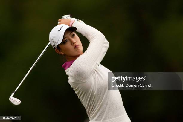 Michelle Wie of the U.S. Follows through on a tee shot during the third round of the CN Canadian Women's Open at St. Charles Country Club on August...