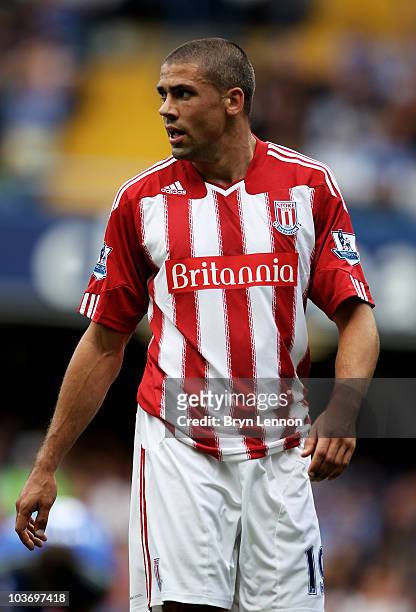 Jonathan Walters of Stoke looks on during the Barclays Premier League match between Chelsea and Stoke City at Stamford Bridge on August 28, 2010 in...
