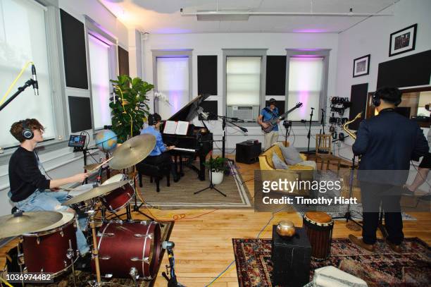 Students and guests use the Justin Tranter Recording Studio at The Chicago Academy For The Arts on September 20, 2018 in Chicago, Illinois.