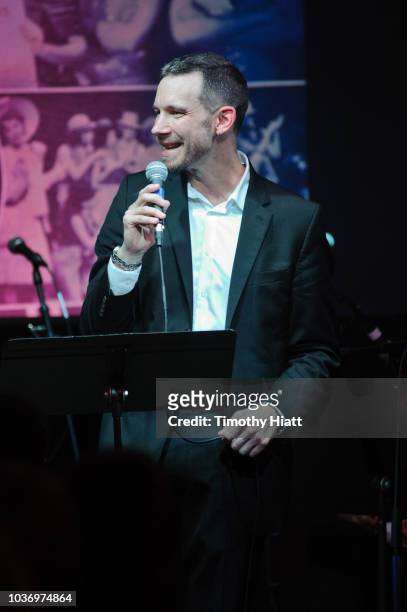 Head of the Chicago Academy For The Arts Jason Patera speaks at the Justin Tranter Recording Studio ribbon cutting at The Chicago Academy For The...