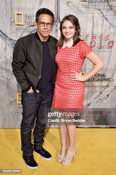 Actor and Comedian Ben Stiller and Ella Olivia Stiller attend the New York City premiere of National Geographic Documentary Films' "Free Solo" at...