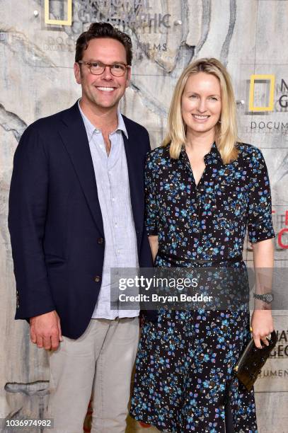 Of 21st Century Fox James Murdoch and Kathryn Hufschmid attend the New York City premiere of National Geographic Documentary Films' "Free Solo" at...