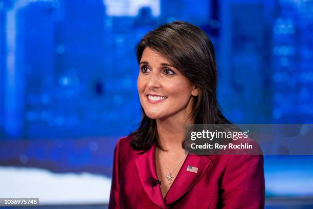 United States Ambassador to the United Nations Nikki Haley visits "The Story" With Martha MacCallum prior to the U.N. General Assembly at Fox News...